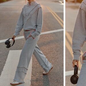 Beach Riot Women's Wide-Leg Knit Sweatpants - Light Gray